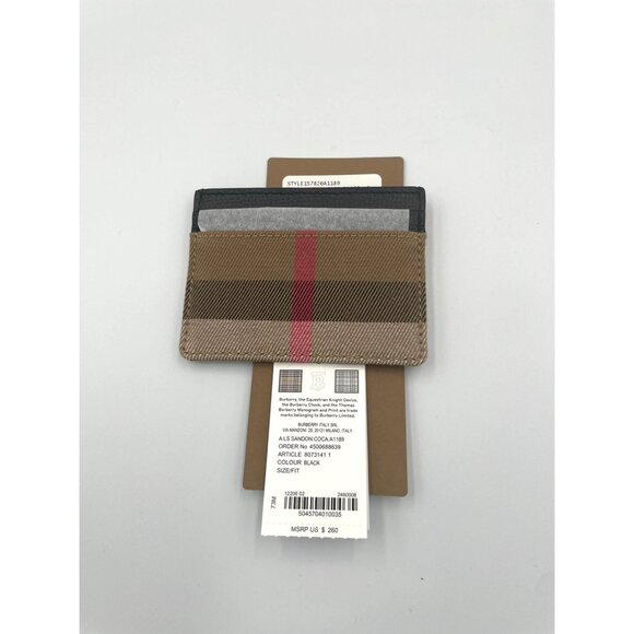 Burberry Sandon Check Canvas & Leather Card Case Black - Picture 7 of 10
